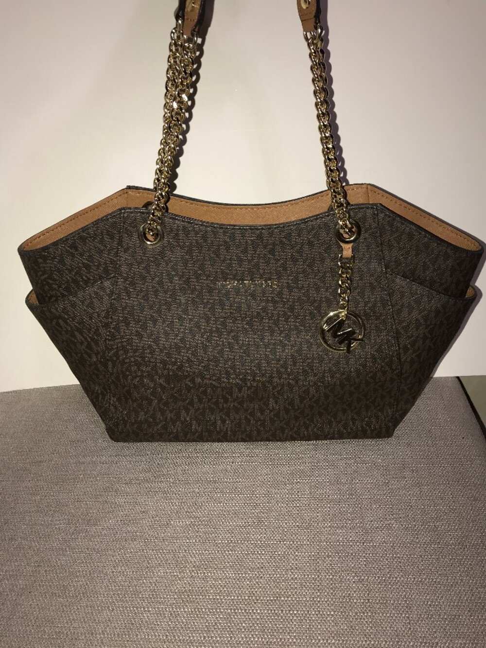 Michael Kors Brown Jet Set Travel Large Chain-Strap Tote